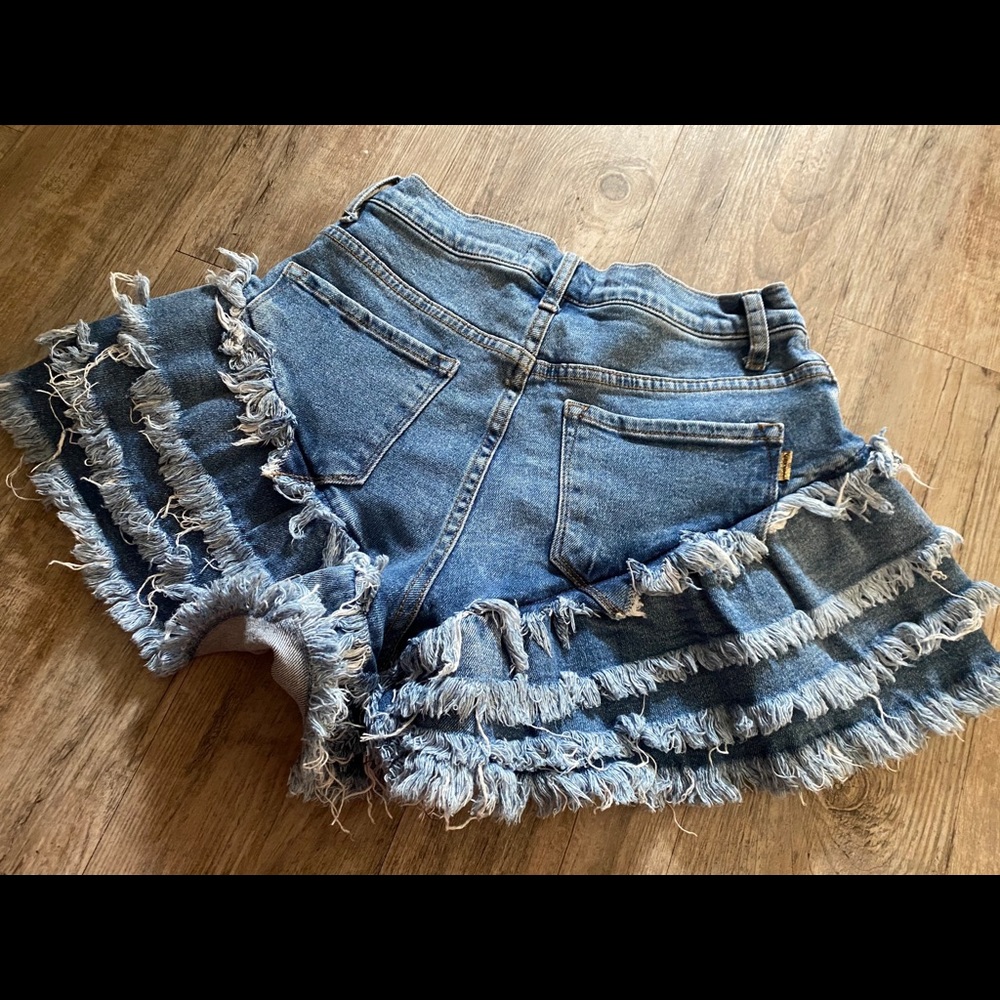 Denim flare shorts ,